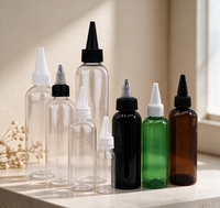 Botellas Aplicadoras de Plástico PET Transparente con Punta Puntiaguda y Tapa de Rosca para Aceite de Crecimiento Capilar, Suero, Tinte para el Cabello, Salón de Belleza