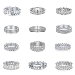 Anelli <span class=keywords><strong>Baguette</strong></span> Personalizzati in <span class=keywords><strong>Argento</strong></span> Sterling 925 Placcato Oro 14k 18k con Diamanti e Pietre Preziose Impilabili da Fidanzamento e Matrimonio - Product Image 2