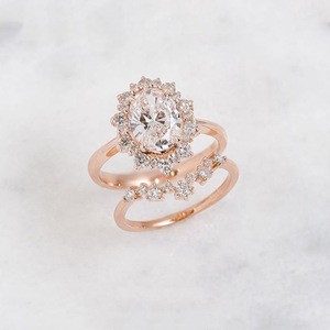 Set di Anelli Abbinati Placcati in Oro Rosa con Zirconi 5A, Gioielli Eleganti e alla Moda per Uso Quotidiano Femminile, Stile Moderno - Product Image 2