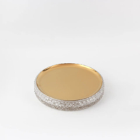 Plateaux ronds jetables en acier inoxydable avec bases en verre, décoratifs, pour fruits et collations, pour mariages et décorations de table à domicile (vente en gros)