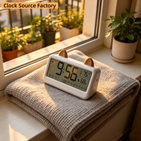 Horloge numérique avec thermomètre, hygromètre, calendrier, lampe de réveil, logo personnalisé, pour enfants, étude, salon, réveil