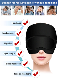 Gorra de migraña de terapia fría y caliente con juego de máscara para los ojos, envoltura para la cabeza portátil y cojín de masaje para aliviar el dolor de cabeza - Product Image 4