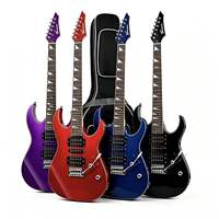 Gitar Elektrik Murah Grosir, Body Basswood, Neck Maple, 6 Senar Baja, Alat Musik untuk Pemula Pelajar, OEM Custom