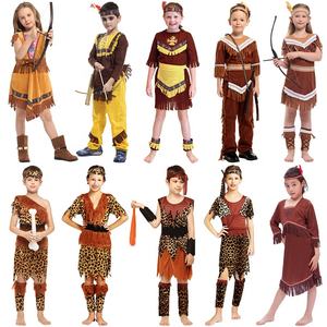 2024 Halloween aborigen Cosplay disfraces adulto gris indio salvaje mascarada espectáculo bosque cazador vestido rendimiento desgaste disfraz - Product Image 6