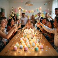 Vente en gros de bougies sphériques en cire de soja à sept couleurs ensemble d'anniversaire de mariage romantique créatif sans fumée pour la maison pour la Saint-Valentin