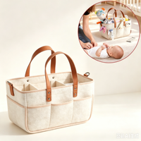 Panier de rangement multifonctionnel en feutre pour couches, avec poches, panier portable pour lingettes de bébé avec séparateurs pour la chambre de bébé et les fêtes prénatales