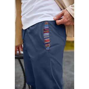 2025 hommes décontracté coton sergé Joggers pantalon élastique cordon taille avec poches coniques Logo personnalisable lavage coloré - Product Image 5