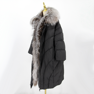 QIUCHEN QC22096 <span class=keywords><strong>2022</strong></span> Abrigo Largo de Plumón de <span class=keywords><strong>Ganso</strong></span> Grueso para <span class=keywords><strong>Mujer</strong></span>, Casual, de Invierno, con Cuello de Piel de Zorro Auténtica y Forro Acrílico - Product Image 2