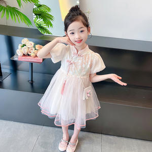 Nuevo Vestido Hanfu Cheongsam de Verano para Niñas, con Velo Bordado, Mezcla de Algodón, para Niñas de 3 a 8 Años - Product Image 5