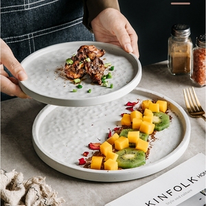 Assiettes en Céramique Blanches Modernes Mates à Motif en Relief, Vente en Gros, pour Restaurant, Assiettes de Table pour Service Alimentaire : Steak, Salade, Pâtes - Product Image 2
