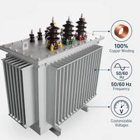 Transformateur de puissance triphasé immergé dans l'huile 1000 kVA 1250 kVA 1600 kVA à enroulement 100 % cuivre, transformateur abaisseur S11