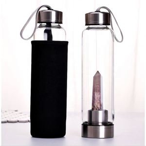 ขวดน้ำแก้วใส่คริสตัลรักษ์โลก ขวดน้ำเพชรพลอยธรรมชาติพร้อมคริสตัล - Product Image 6