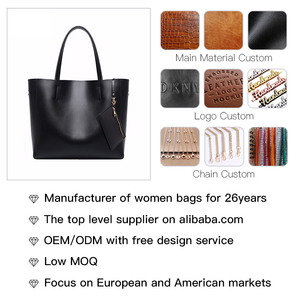 Fábrica China <span class=keywords><strong>al</strong></span> <span class=keywords><strong>por</strong></span> <span class=keywords><strong>mayor</strong></span> de cuero genuino negro señora bolso de mano para mujer - Product Image 4