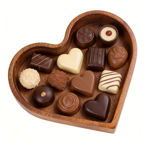 Platos de Madera Personalizados con Logotipo, Bandeja de Dulces en Forma de Corazón, Platos Apilables de Madera Sólida - Product Image 6