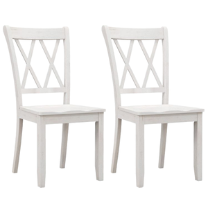 Ensemble de 2 chaises de salle à manger en bois blanc, style farmhouse, design moderne, meubles de maison stables pour cuisine et salle à manger - Product Image 1