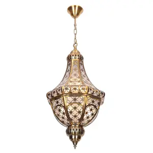 Hot-sale Arabic style handmade metal gold antique brass color pendant light