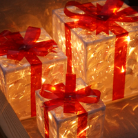 Set di 3 Scatole Regalo Luminose a LED per Natale, Alimentate a Batteria, Luce Notturna per Decorazioni di Matrimoni e Feste