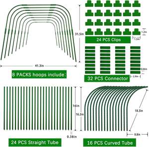 Les cerceaux de serre en plastique antirouille élèvent le <span class=keywords><strong>tunnel</strong></span> avec 24 pièces des pinces Diy Garden Hoop Support Frame Stakes for Raised Garden Beds - Product Image 2