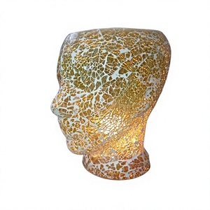Gold Leaf <b>Mosaic</b> Human Head Sculpture Art Decorative Piece Metal Craft Lighted Display - Product Image 1