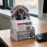 Support de brochure publicitaire en carton imprimé en couleur personnalisé pour entreprise de logistique, présentoir de salon professionnel, porte-documents de table