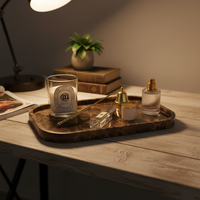 Plateau rectangulaire en marbre luxueux avec coins arrondis - Pierre naturelle certifiée FDA/LFGB, vente en gros pour la décoration intérieure et les articles de cuisine