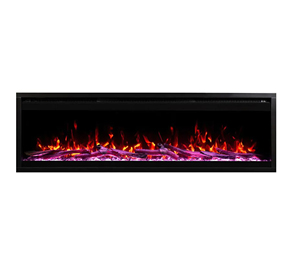 Cheminée électrique intelligente de <span class=keywords><strong>60</strong></span> pouces avec contrôle Wi-Fi, flamme LED, 10 000-19 999 BTU/h, chauffage pour 400 pieds carrés, noire, murale, pour hôtel, version anglaise - Product Image 4