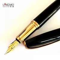 شنغهاي Lingmo الفاخرة الأسود لون الذهب معدن قلم حبر مع شعار مخصص OEM