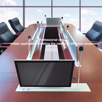 Système multimédia sans papier avec écran rétractable ultra-fin de 15,6 pouces et microphone intégré pour pupitre, podium ou table
