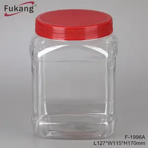 500ml 1000ml 2000ml Food Plastic Bottle Containers Packaging 2kgs PET Plastic Wide Mouth Jar With Lid