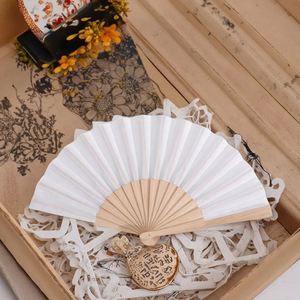 Abanico de Mano Plegable de Madera Ecológico con Logotipo Personalizado para Bodas, Abanicos de Tela - Product Image 1