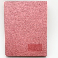 Couverture de carnet A5 en cuir PU rose, 3 volets, avec reliure à 6 anneaux, fermeture magnétique, fente pour cartes et fenêtre transparente