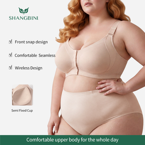 SHANGBINI Set Reggiseno Senza Cuciture con <span class=keywords><strong>Apertura</strong></span> Frontale, Traspirante, Modellante per la Pancia, Taglie L-5XL - Product Image 2
