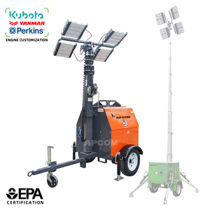 Promotion : Générateur Diesel Kubota 4 kW sur Chariot Mobile 3,6 m avec Tour d'Éclairage LED 150W à Halogénure Métallique pour Opérations de Protection Incendie Extérieures - Product Image 1