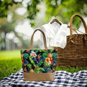 女式休闲大容量手提包沙滩包简单手提包双手柄开合烫印工艺 - Product Image 3