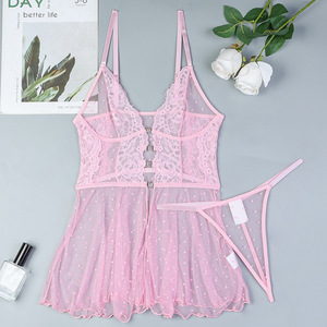 Ensemble de lingerie sexy en maille transparente à pois, nouvelle mode, robe érotique pour femmes - Product Image 6