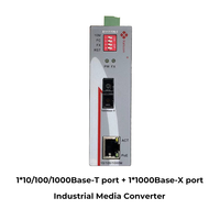 Convertisseur de média fibre optique industriel 1 Gigabit, connecteur RJ45, montage sur rail DIN, distance réseau 20km-80km, 6 Gbit/s, 2 ports Xallcom