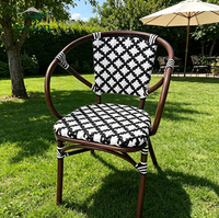 Ensemble de table et de chaises d'extérieur, style français, chaises en rotin tissé, imperméables, résistantes au soleil, pour cour, jardin et balcon