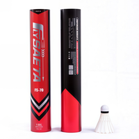 Bola Bulu Angsa Pemutih Kelas B FS70 ProTrain A-Grade DuraShuttle, Gabungan Gabus Ganda, Ringan 5g, Profesional, Tim, Peredam Guncangan