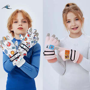 Gants de ski pour enfants, hiver, thermiques, doublés polaire, épais, antidérapants, imperméables, protection UV, coupe-vent, respirants, séparables - Product Image 6
