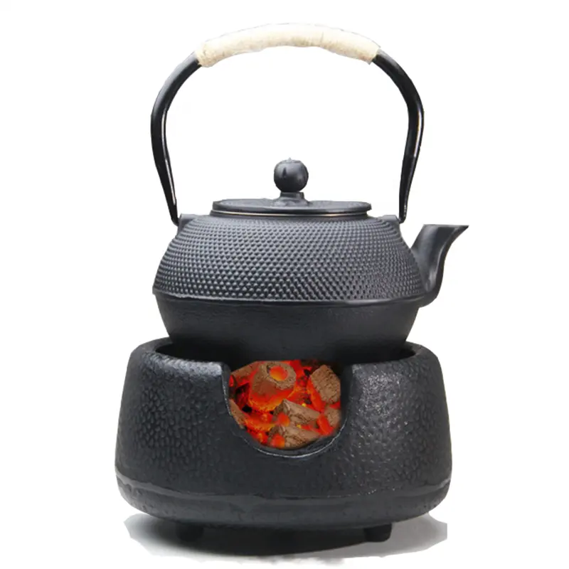 Черный чугунный чайник Tetsubin, подогреватель, уголь, спиртовая плита, держатель для чайника, японская чайная церемония