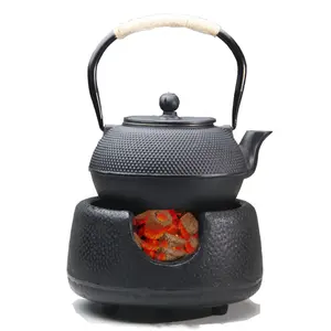 Tetera de hierro fundido negro, calentador de carbón, estufa de Alcohol, soporte para tetera, ceremonia de té japonés