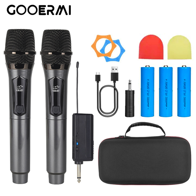 M108 Wireless Microphone System with Hard Carrying Case 100ft Range Handheld Cordless Mic with Rechargeable Receiver for Karaoke