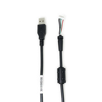 Cableado USB AM de 2 Núcleos Negro de Longitud Personalizada, Conector USB-A Macho con Cable de Terminal Desnudo SR a 5 Pines para Control Industrial