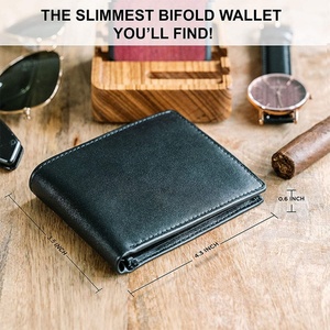 Custom Slim RFID Leather Bifold <b>Wallet</b> Organizer Slim Card <b>Holder</b> with 8 Card Slots ID Windows Top Genuine Leather <b>Wallet</b> - Product Image 5