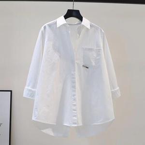 Camicia da <span class=keywords><strong>donna</strong></span> primaverile autunnale con spacco posteriore, colletto a risvolto e bottoni, <span class=keywords><strong>rosa</strong></span>, nuova moda, semplice, a maniche lunghe, top casual ampio - Product Image 4