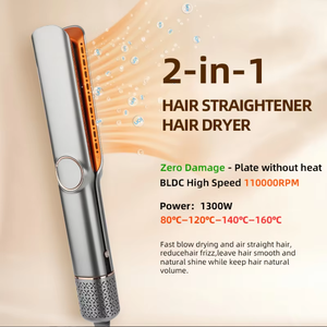 เครื่องจัดแต่งทรงผมอเนกประสงค์ 2-in-1 ไดร์เป่าผมและที่หนีบผมไฟฟ้าเซรามิก LED พร้อมแอร์สติลเลอร์ สำหรับผมเปียก/แห้ง ใช้ในครัวเรือน และที่หนีบผมตรง - Product Image 3