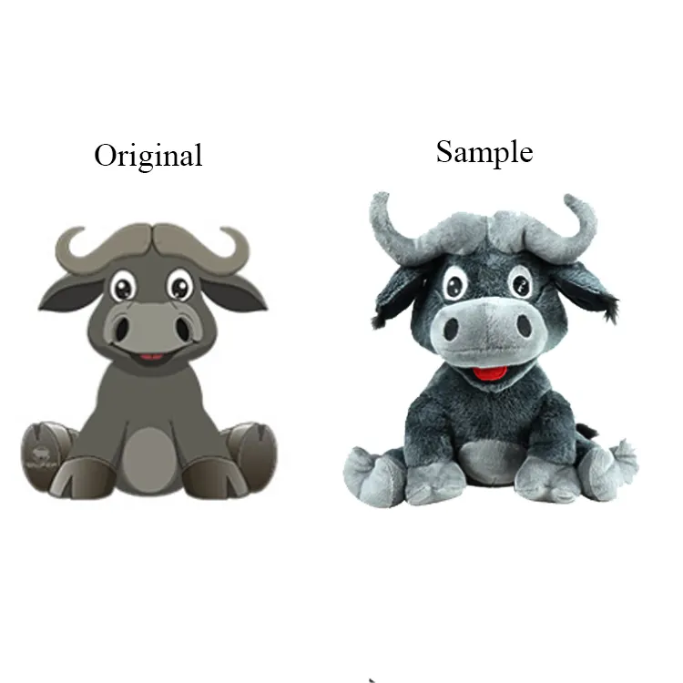Özel doldurulmuş hayvanlar toplu toptan buffalo yumuşak peluş oyuncak