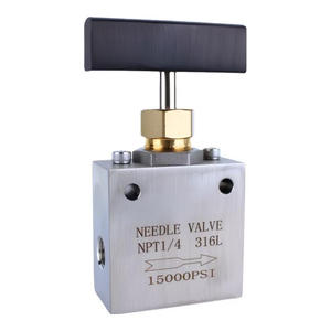 Válvula de aguja 1/4 NPT de acero inoxidable 316L, 15000 PSI, control manual para agua, aire y aceite - Product Image 1