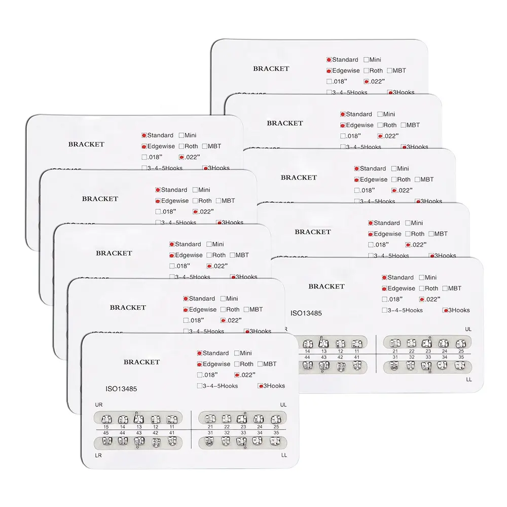 AZDENT ortodontik parantez standart Edgewise 022 diş braketi