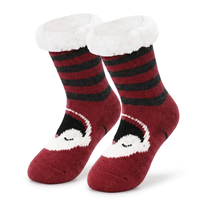 Chaussettes d'hiver personnalisées avec logo pingouin, doublées en sherpa, épaisses, antidérapantes, pour la maison, vente en gros